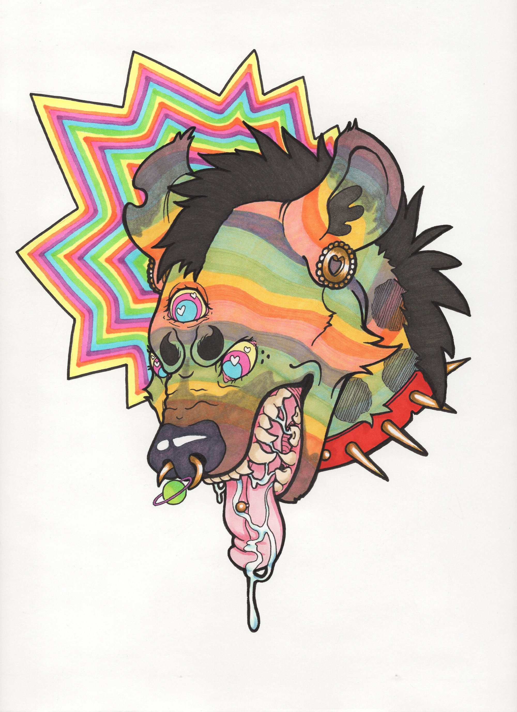 "Psychedelic Snarl: Cosmic Hyena" Art Print