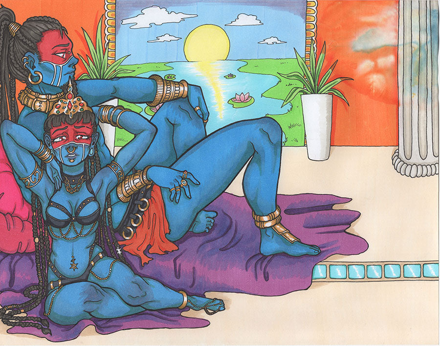 Blue Lovers: A Sultry Fusion of Fantasy, Myth, and Mystery – Art Print