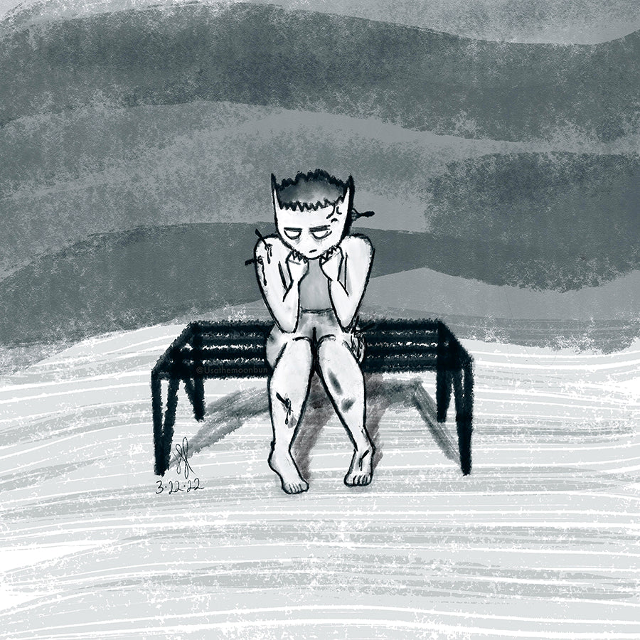 "Melancholy on a Bench" – Art Print by Hannah Hall