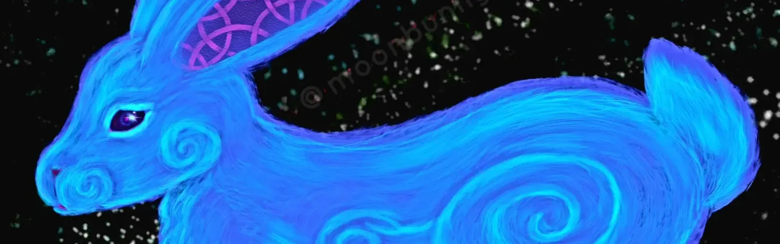 Sideview of a blue bunny on a black background