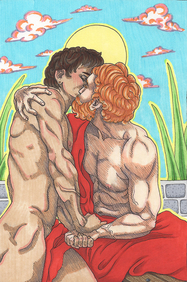 Sun-Kissed Adonis: A Love Etched in Time ☀️💋Art Print