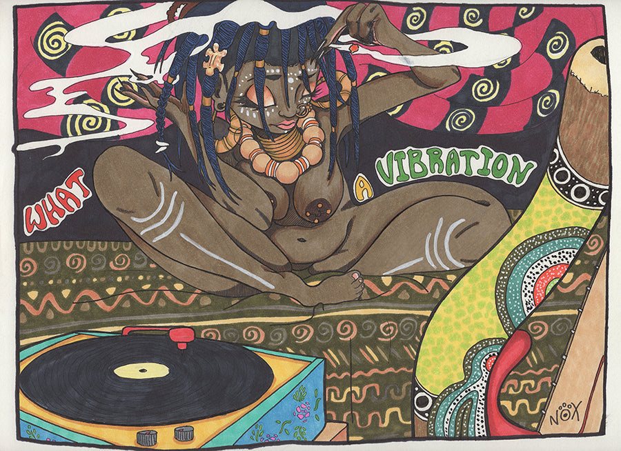 ✨ What a Vibration – Mystical Grooves & Hypnotic Hues Art Print 🎶💨